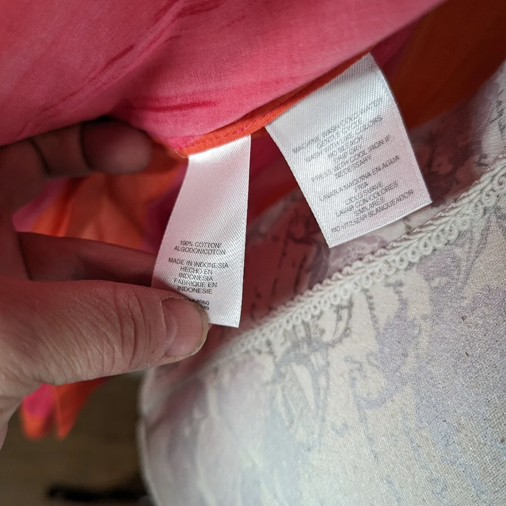 Jones New York Tailored Orange and Pink Striped Shirt with Button Pockets M - Picture 7 of 11